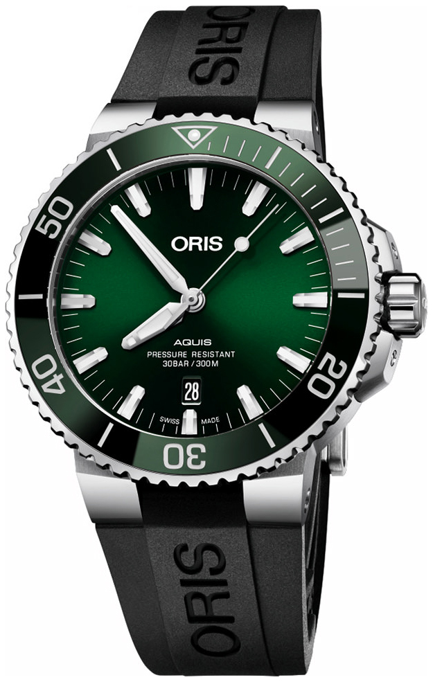 Oris Herrklocka 01 733 7730 4157-07 4 24 64EB Diving Grön/Gummi - Oris