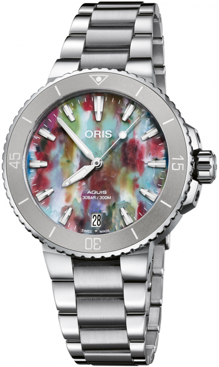 Oris Damklocka 01 733 7770 4150-Set Aquis Flerfärgad/Stål Ø36.5 mm - Oris