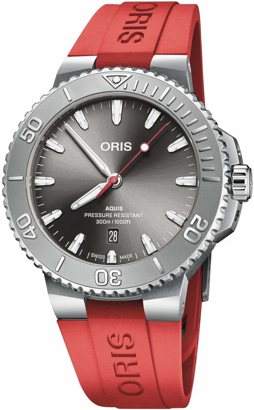 Oris Herrklocka 01 733 7789 4153-07 4 23 36FC Aquis Relief Grå/Gummi - Oris