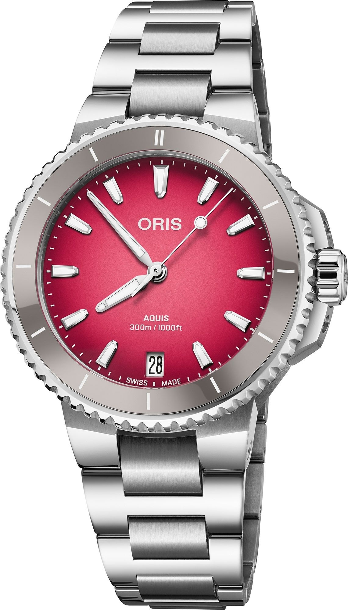 Oris Damklocka 01 733 7792 4158-07 8 19 05P Aquis Röd/Stål Ø36.5 mm - Oris