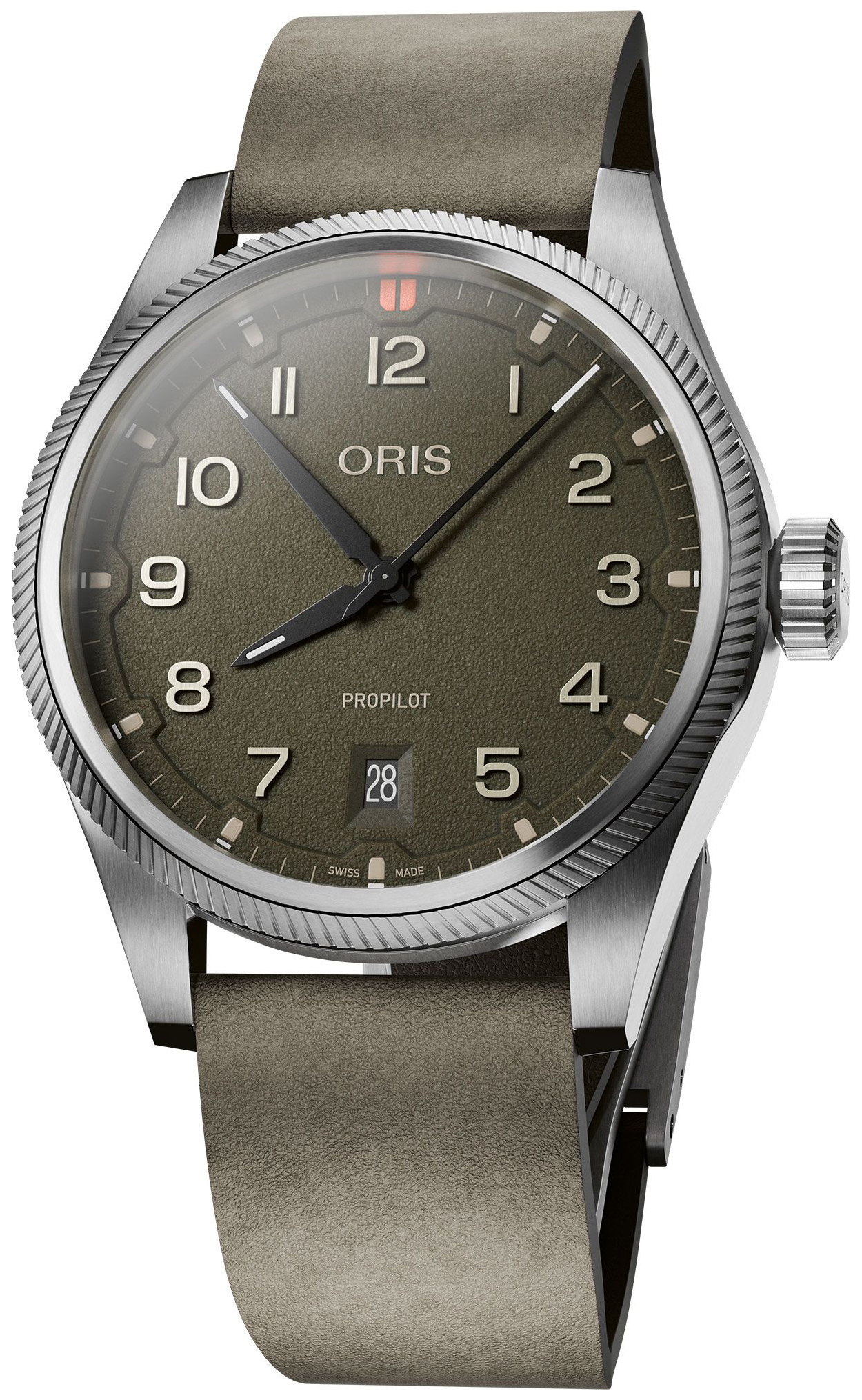 Oris Herrklocka 01 733 7805 4167-07 6 20 16LC Propilot Gr&ouml;n/L&auml;der