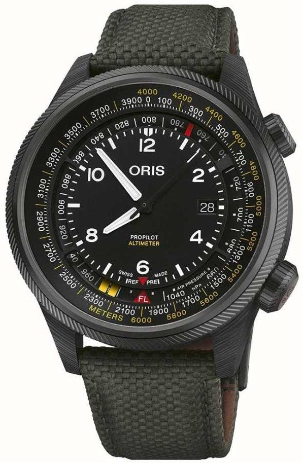 Oris Herrklocka 01 793 7775 8764-SET Propilot Svart/Textil Ø47 mm - Oris