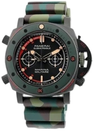 Panerai Herrklocka PAM01238 Submersible Svart/Gummi Ø47 mm - Panerai