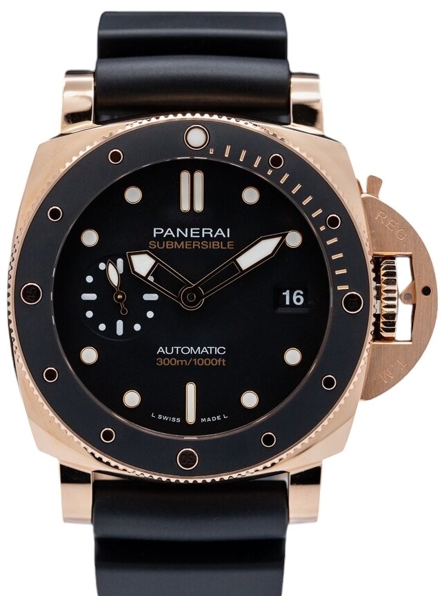 Panerai Herrklocka PAM02164 Submersible Svart/Gummi Ø42 mm - Panerai