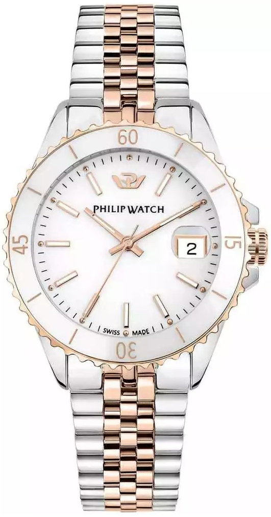 Philip Watch Damklocka R8253597637 Caribe Vit/Roséguldstonat stål