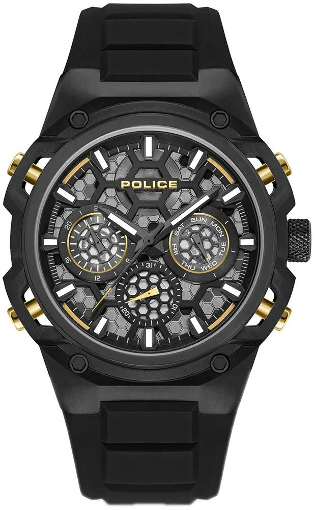 Police Herrklocka PEWGQ0071901 Challenger Svart/Gummi &Oslash;46 mm