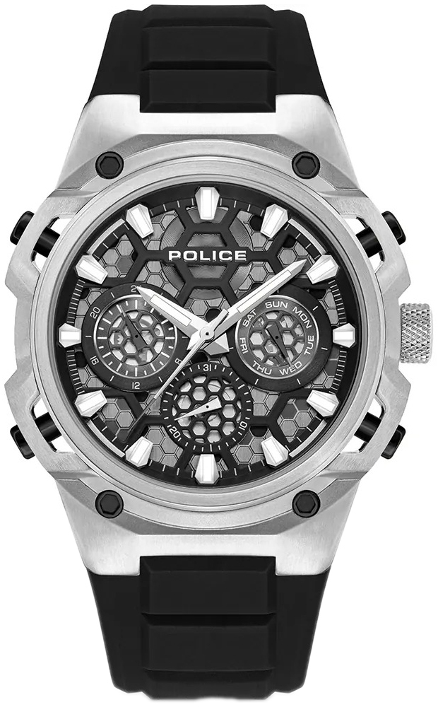 Police Herrklocka PEWGQ0071902 Challenger Svart/Gummi &Oslash;46 mm
