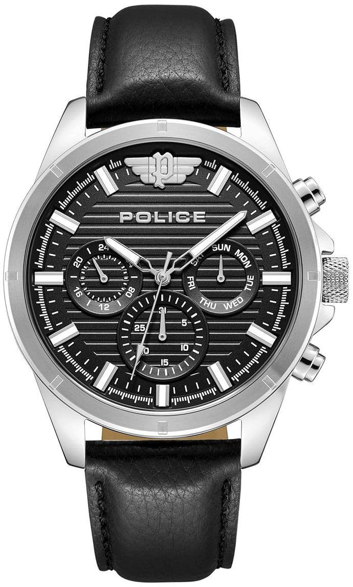 Police Herrklocka PEWJF2227810 Malawi Svart/Läder Ø45 mm