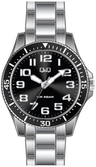 Q&Q Herrklocka QB64J225Y Classic Svart/Stål Ø45 mm - Q&Q