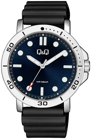Q&Q Herrklocka QB86J302Y Classic Svart/Gummi Ø44 mm - Q&Q