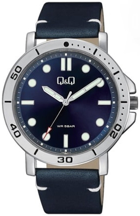 Q&Q Herrklocka QB86J312Y Classic Blå/Läder Ø42 mm - Q&Q