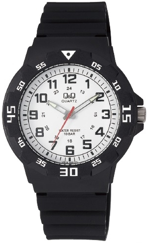 Q&Q Herrklocka VR18J003Y Classic Vit/Gummi &Oslash;43 mm