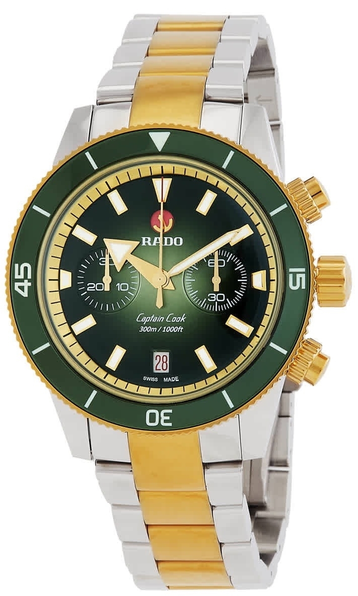 Rado Herrklocka R32151318 Captain Cook Grön/Gulguldtonat stål Ø43 - Rado