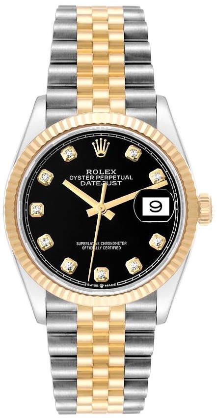 Rolex Damklocka 126233-0021 Datejust 36 Svart/18 karat gult guld &Oslash;36