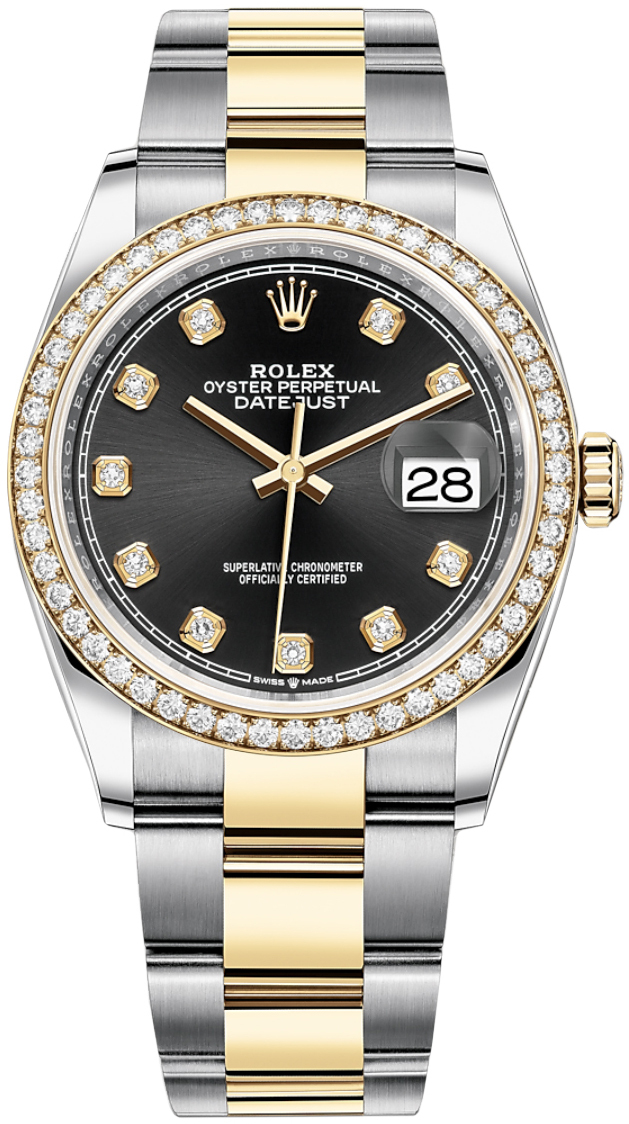 Rolex Damklocka 126283RBR-0008 Datejust 36 Svart/18 karat gult guld - Rolex