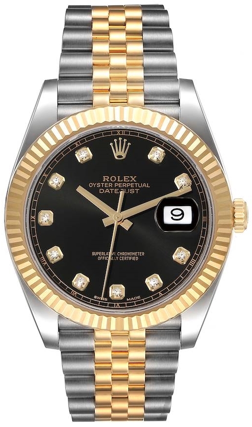 Rolex Herrklocka 126333-0006 Datejust 41 Svart/18 karat gult guld