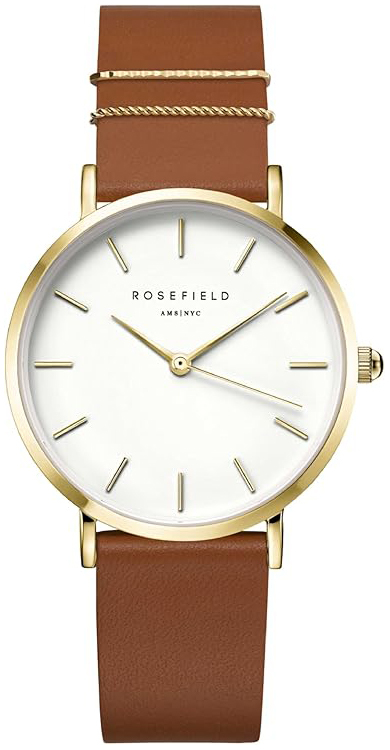 Rosefield Damklocka WWCG-W86 The West Village Vit/Läder Ø33 mm
