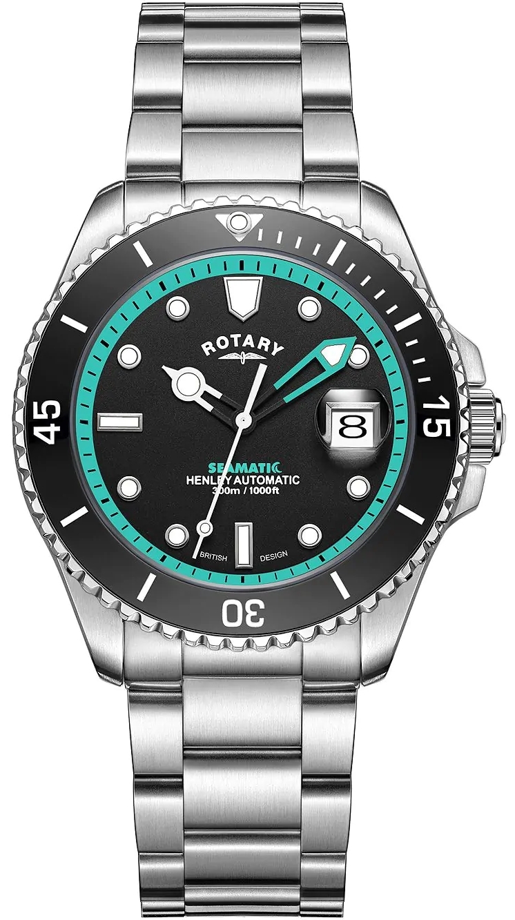 Rotary Herrklocka GB05430/80 Henley Seamatic Svart/Stål Ø42 mm - Rotary