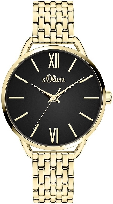 s.Oliver Damklocka SO-4192-MQ S.Oliver Classic Svart/Gulguldtonat
