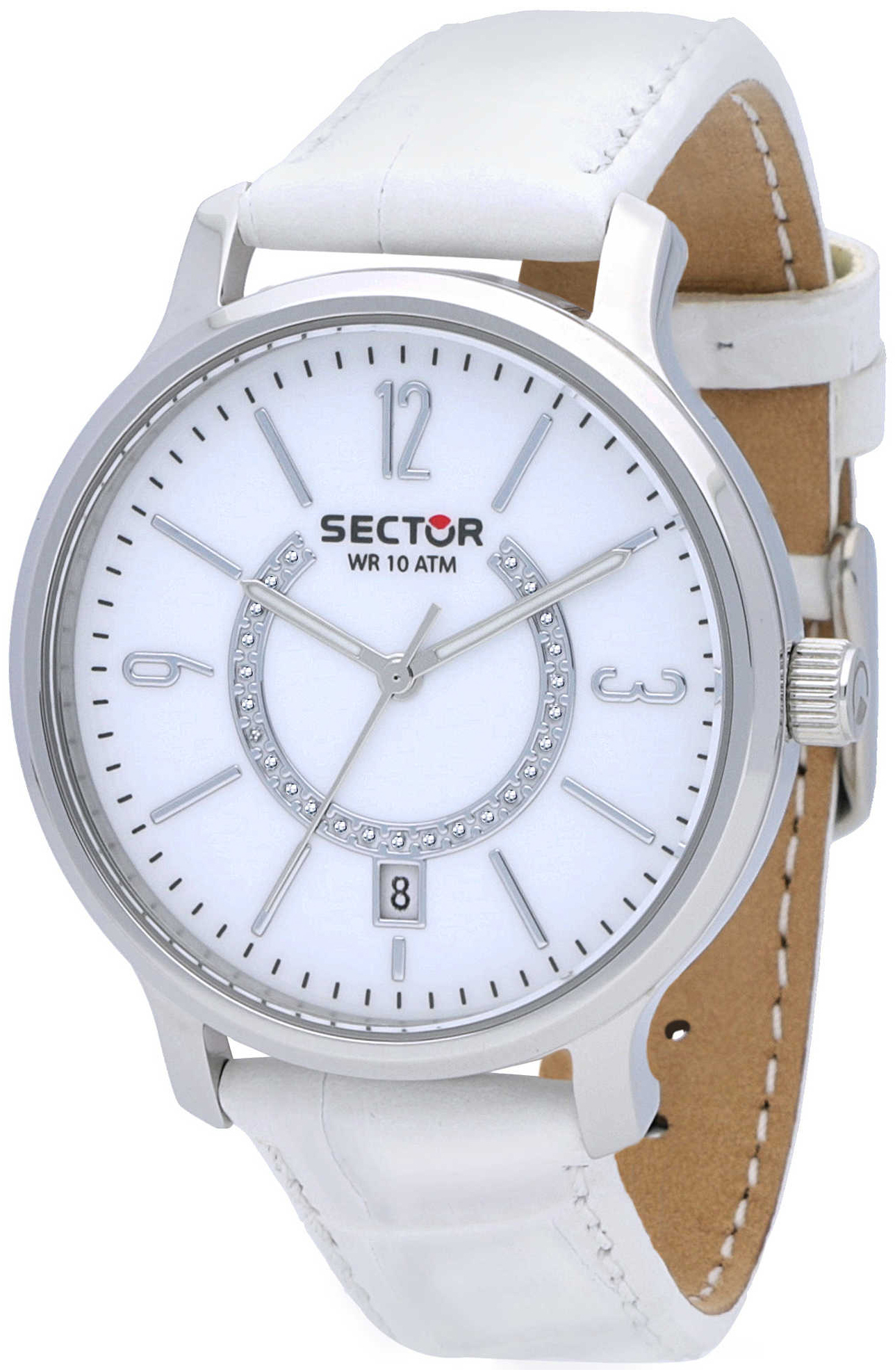 Sector Damklocka R3251593501 Vit/Läder Ø38 mm - Sector