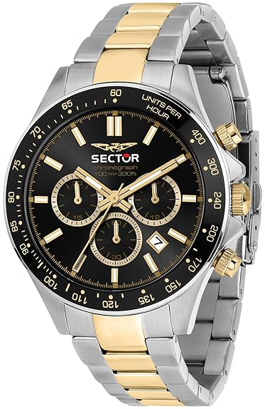 Sector 230 Herrklocka R3273661047 Svart/Gulguldtonat stål Ø43 mm - Sector