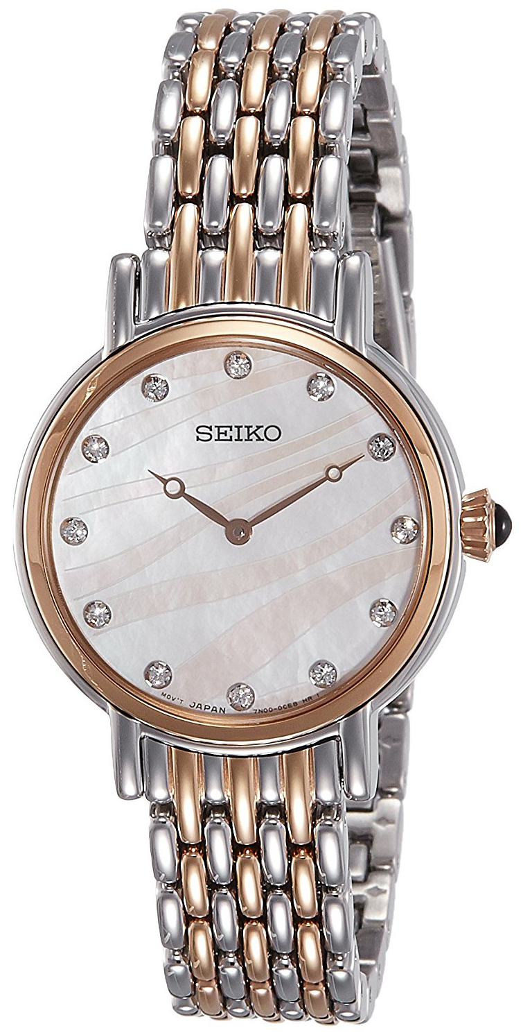 Seiko Dress Ladies Damklocka SFQ806P1 Silverfärgad/Roséguldstonat stål - Seiko