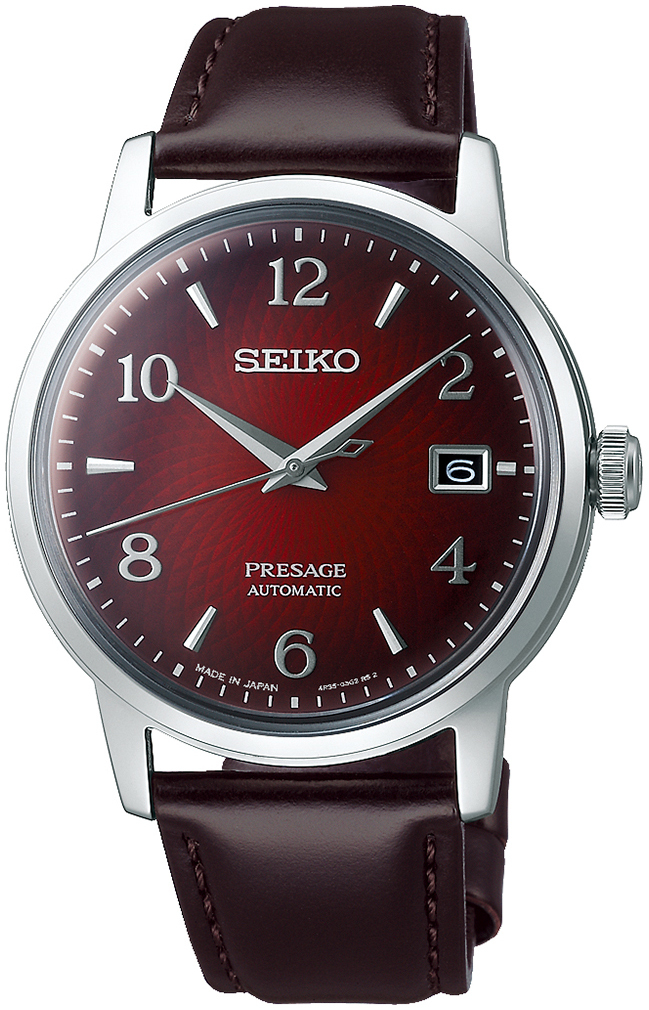 Seiko Herrklocka SRPE41J1 Presage Röd/Läder Ø38.5 mm - Seiko