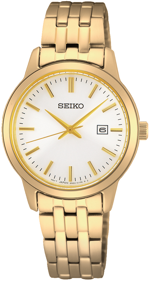 Seiko Damklocka SUR412P1 Classic Vit/Gulguldtonat stål Ø30 mm - Seiko