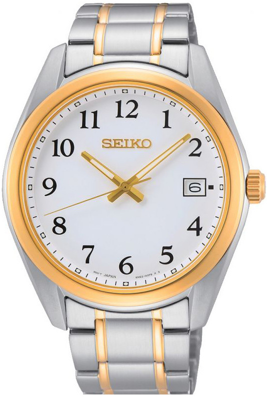 Seiko Herrklocka SUR460P1 Neo Classic Vit/Gulguldtonat stål Ø40 mm - Seiko