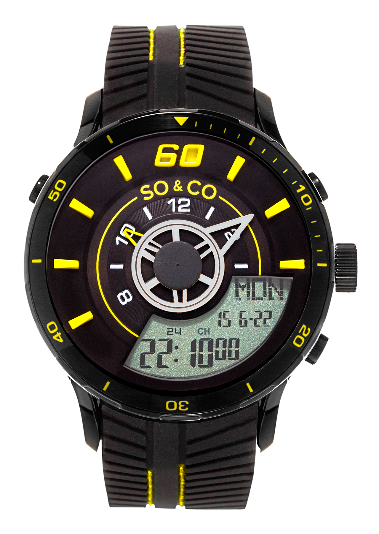 So & Co New York Herrklocka 5035.6 Monticello Svart/Gummi Ø45 mm - So & Co New York