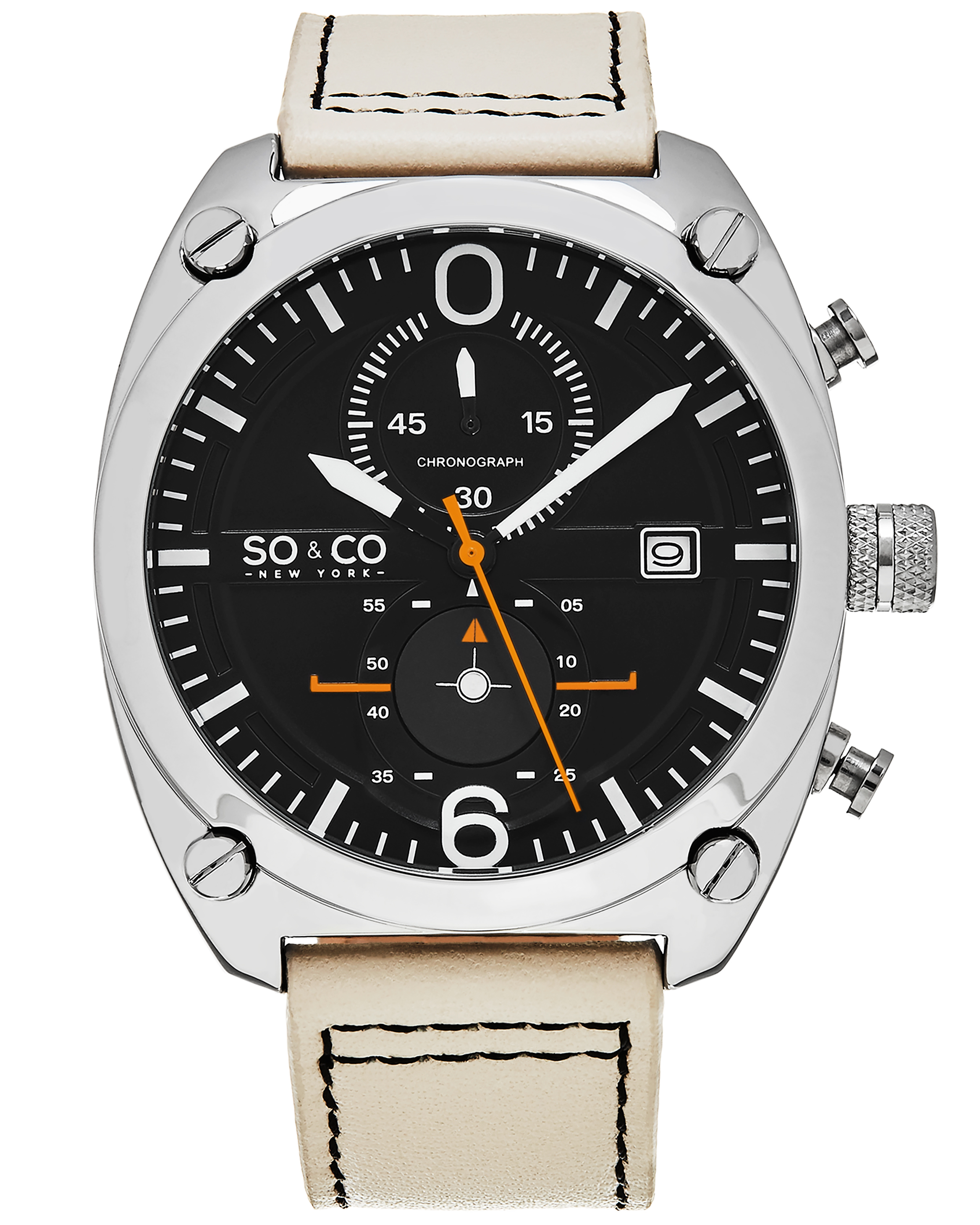 So & Co New York Herrklocka 5285.2 Monticello Svart/Läder - So & Co New York