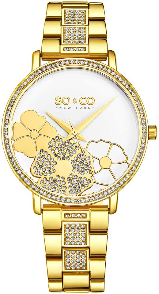 So & Co New York Damklocka 5526.2 Madison Vit/Gulguldtonat stål - So & Co New York