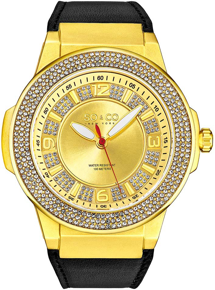 So & Co New York Herrklocka 5565L.2 Madison Guld/Läder Ø48 mm - So & Co New York