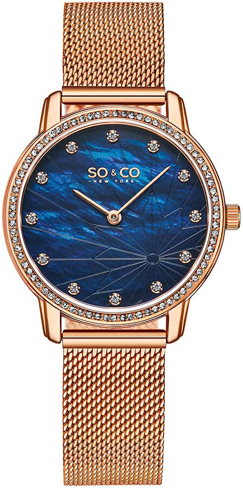 So & Co New York Damklocka 5586.4 Chelsea Blå/Roséguldstonat - So & Co New York