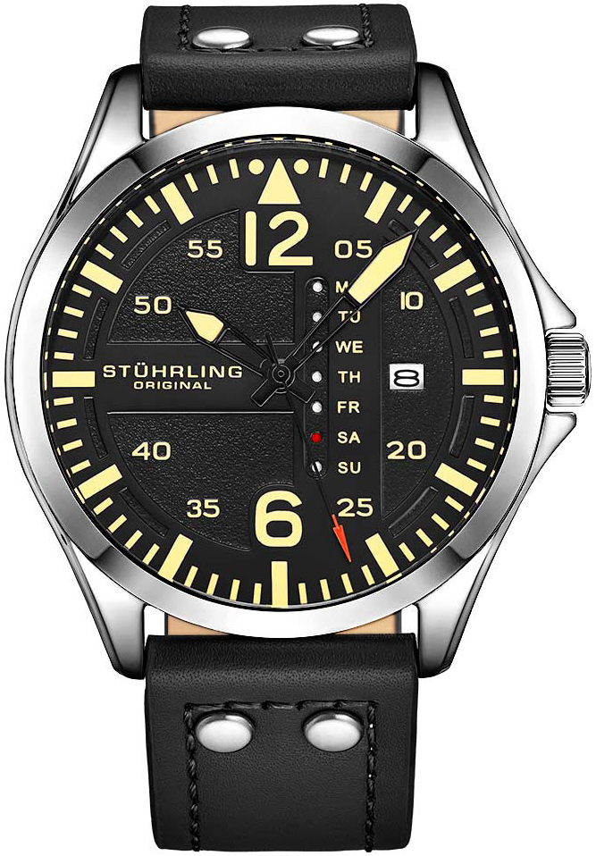 Stührling Original Herrklocka 3916.1 Aviator Svart/Läder Ø41 mm - Stührling Original