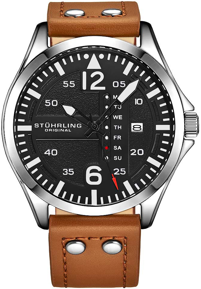 Stührling Original Herrklocka 3916.2 Aviator Svart/Läder Ø41 mm - Stührling Original