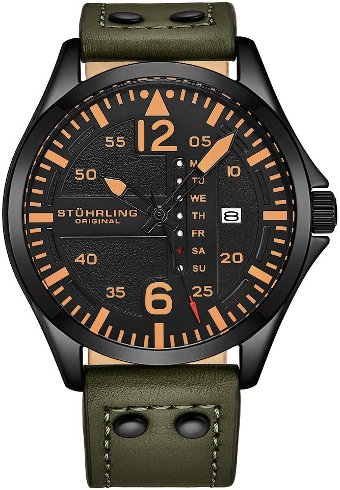 Stührling Original Herrklocka 3916.3 Aviator Svart/Läder Ø41 mm - Stührling Original
