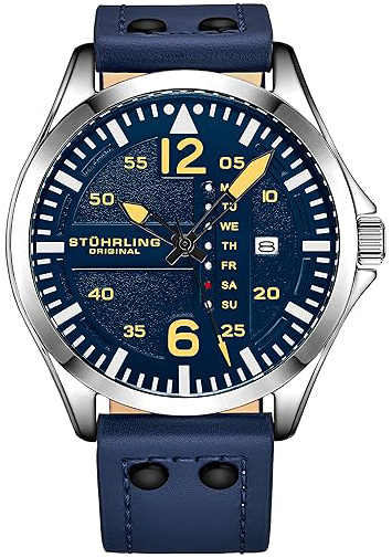 Stührling Original Herrklocka 3916.4 Aeronaut Blå/Läder Ø43 mm - Stührling Original