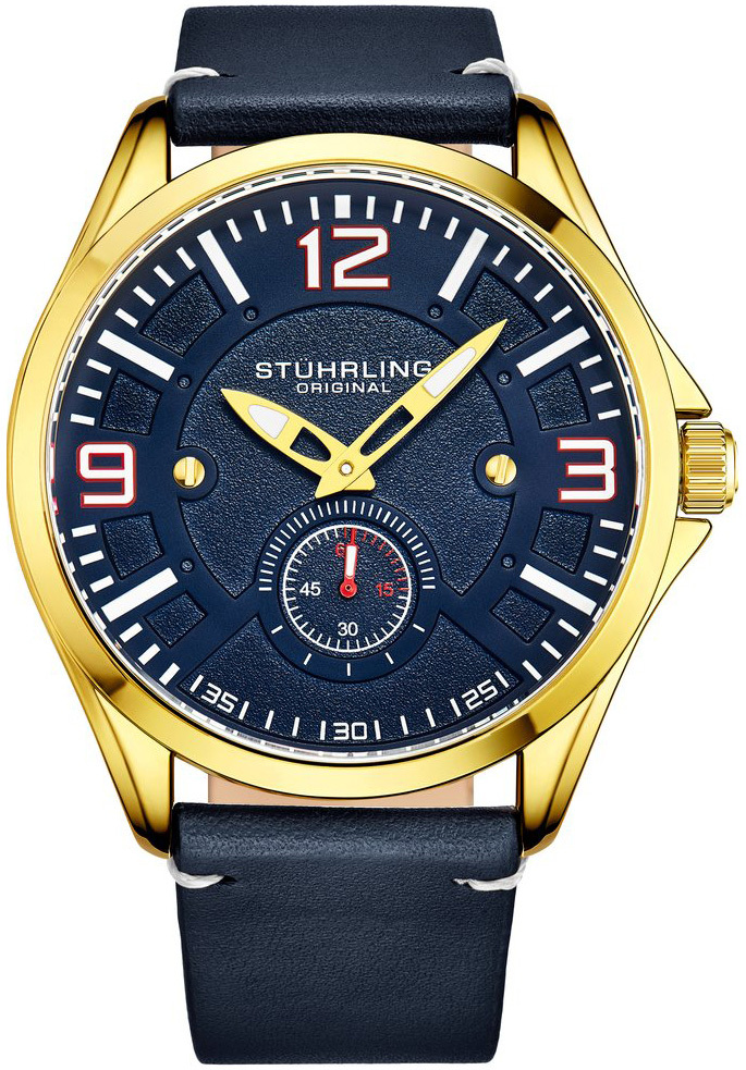 Stührling Original Herrklocka 3934.5 Aviator Blå/Läder Ø43 mm - Stührling Original