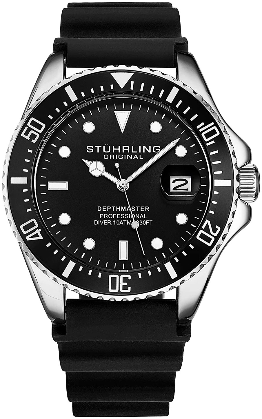 Stührling Original Herrklocka 3950R.1 Depthmaster Svart/Gummi Ø42 mm - Stührling Original