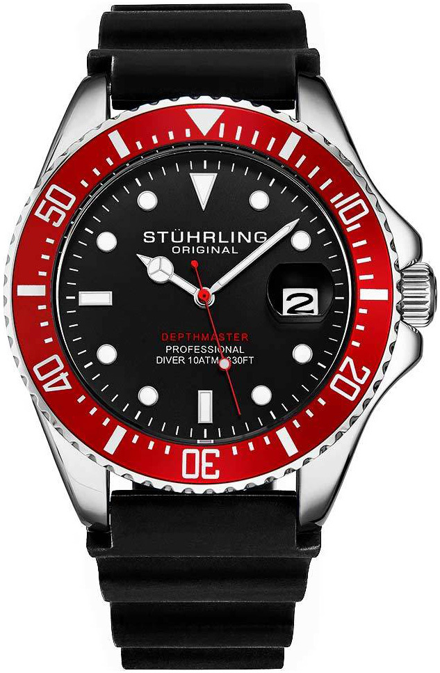 Stührling Original Herrklocka 3950R.3 Depthmaster Svart/Gummi Ø42 mm - Stührling Original