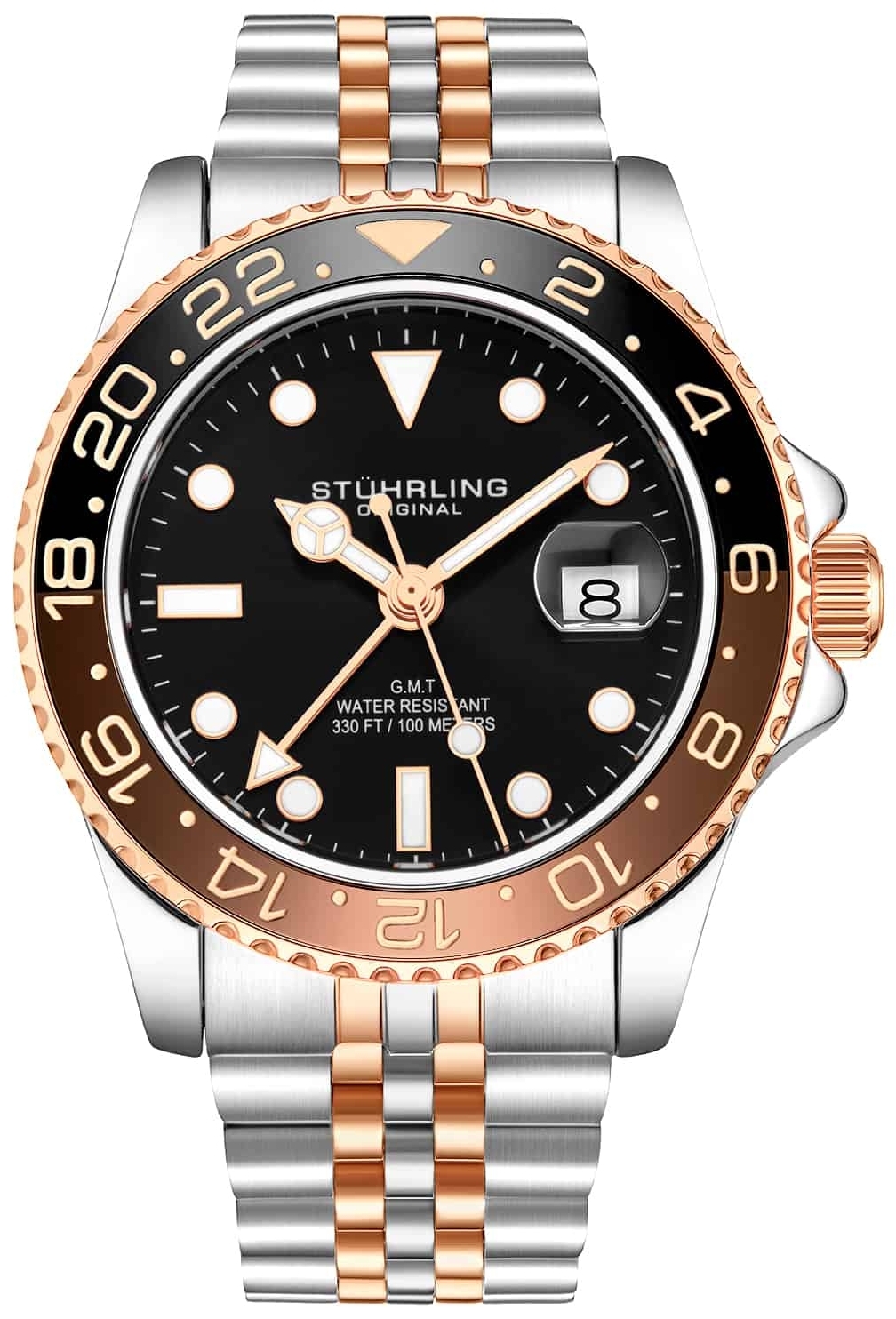 Stührling Original Herrklocka 3968.4 Aquadiver Svart/Roséguldstonat - Stührling Original