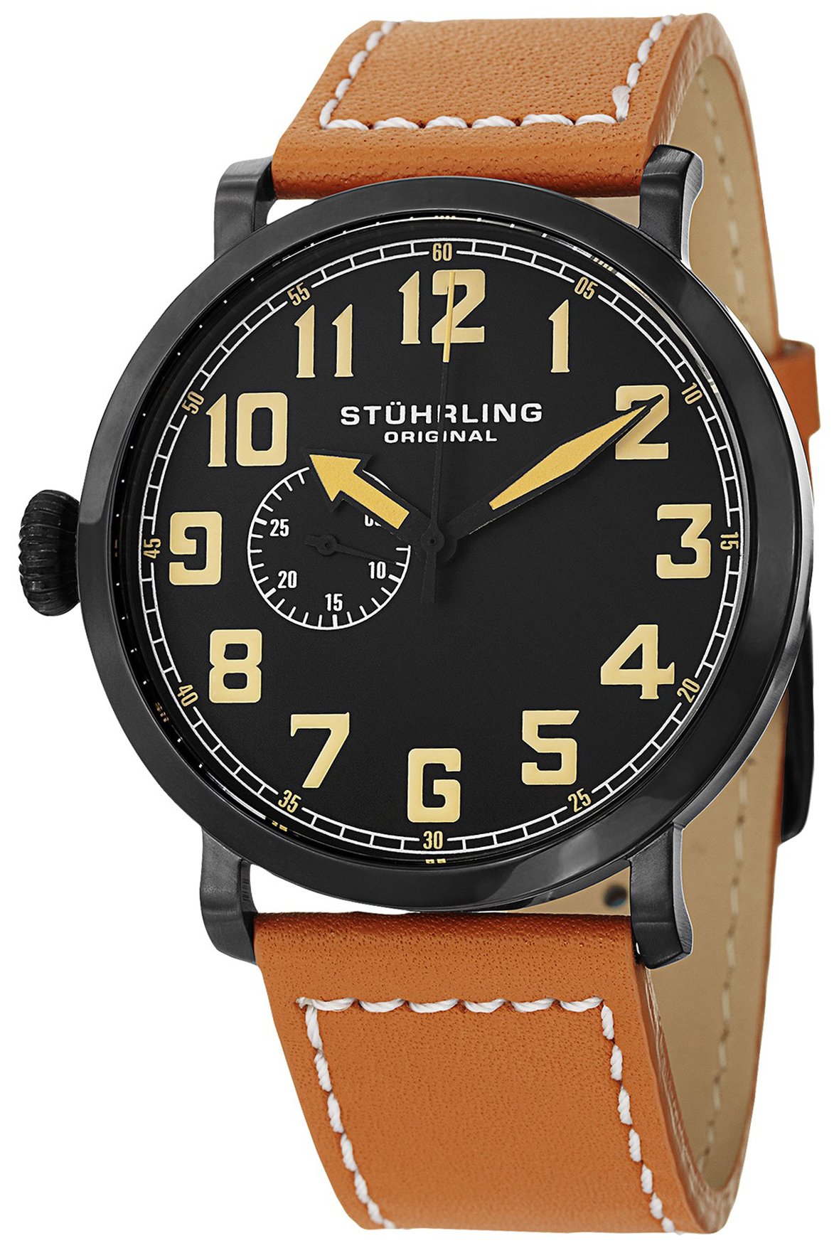 Stührling Original Aviator Herrklocka 721.03 Svart/Läder Ø45 mm - Stührling Original