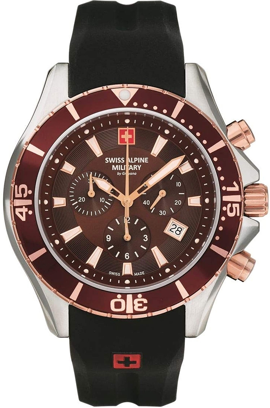 Swiss Alpine Military Herrklocka 7040.9856 Nautilus Chrono Brun/Gummi