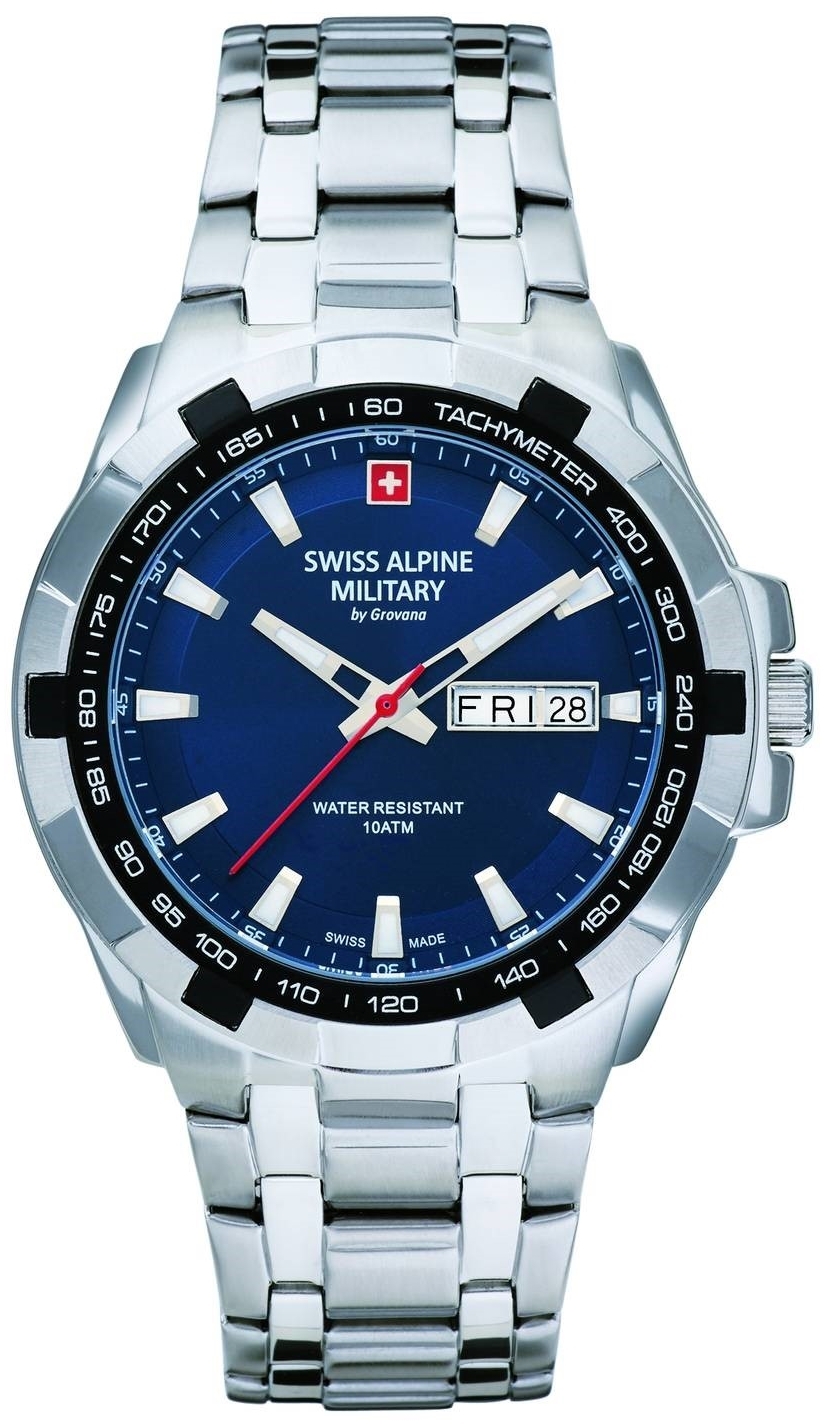 Swiss Alpine Military Herrklocka 7043.1135 Day-Date Bl&aring;/St&aring;l &Oslash;42 mm