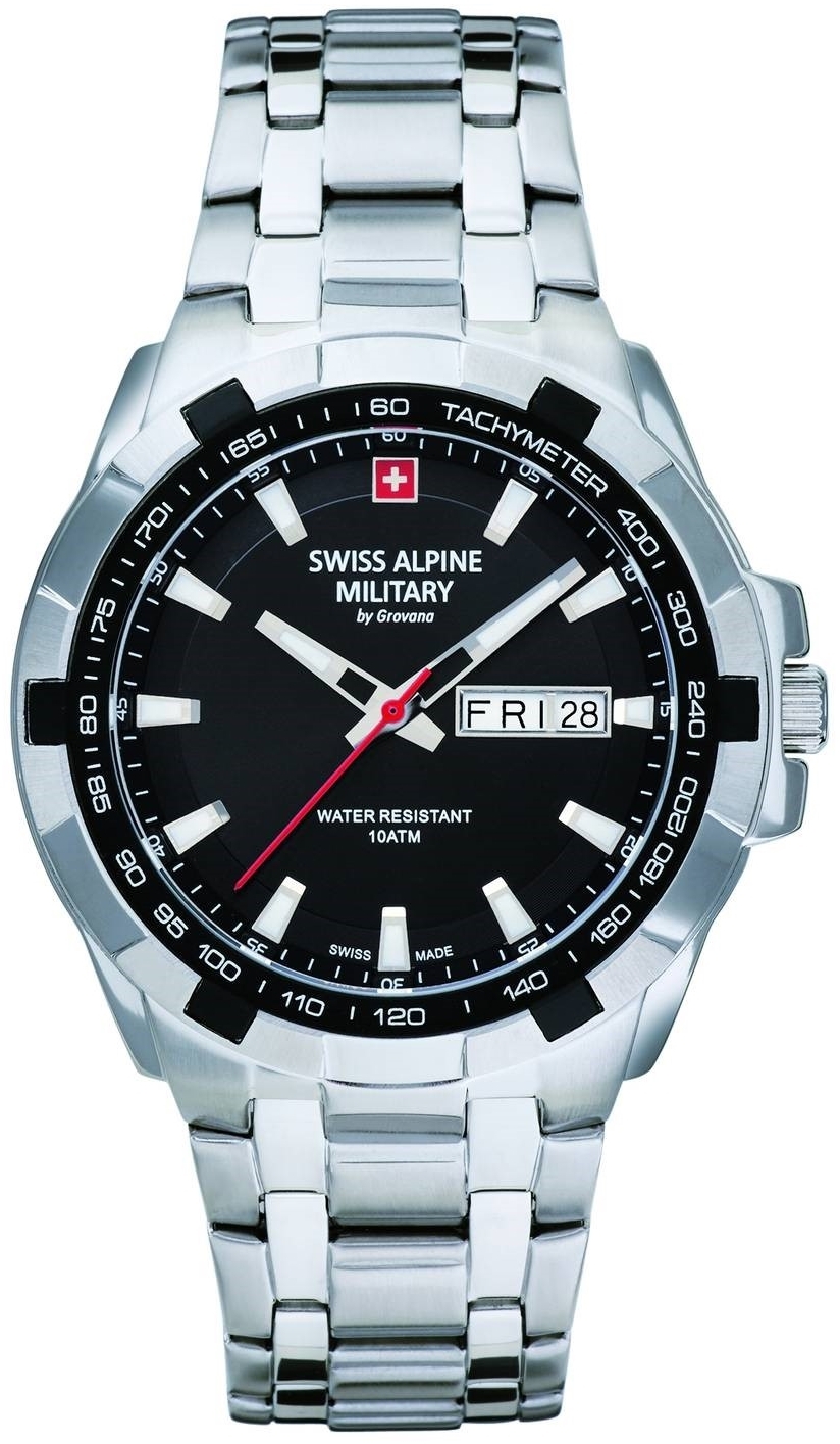 Swiss Alpine Military Herrklocka 7043.1137 Day-Date Svart/St&aring;l &Oslash;42