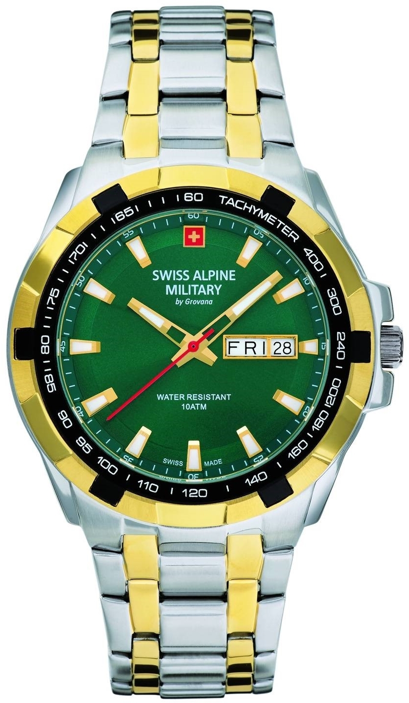 Swiss Alpine Military Herrklocka 7043.1144 Day-Date Grön/Guldtonat - Swiss Alpine Military