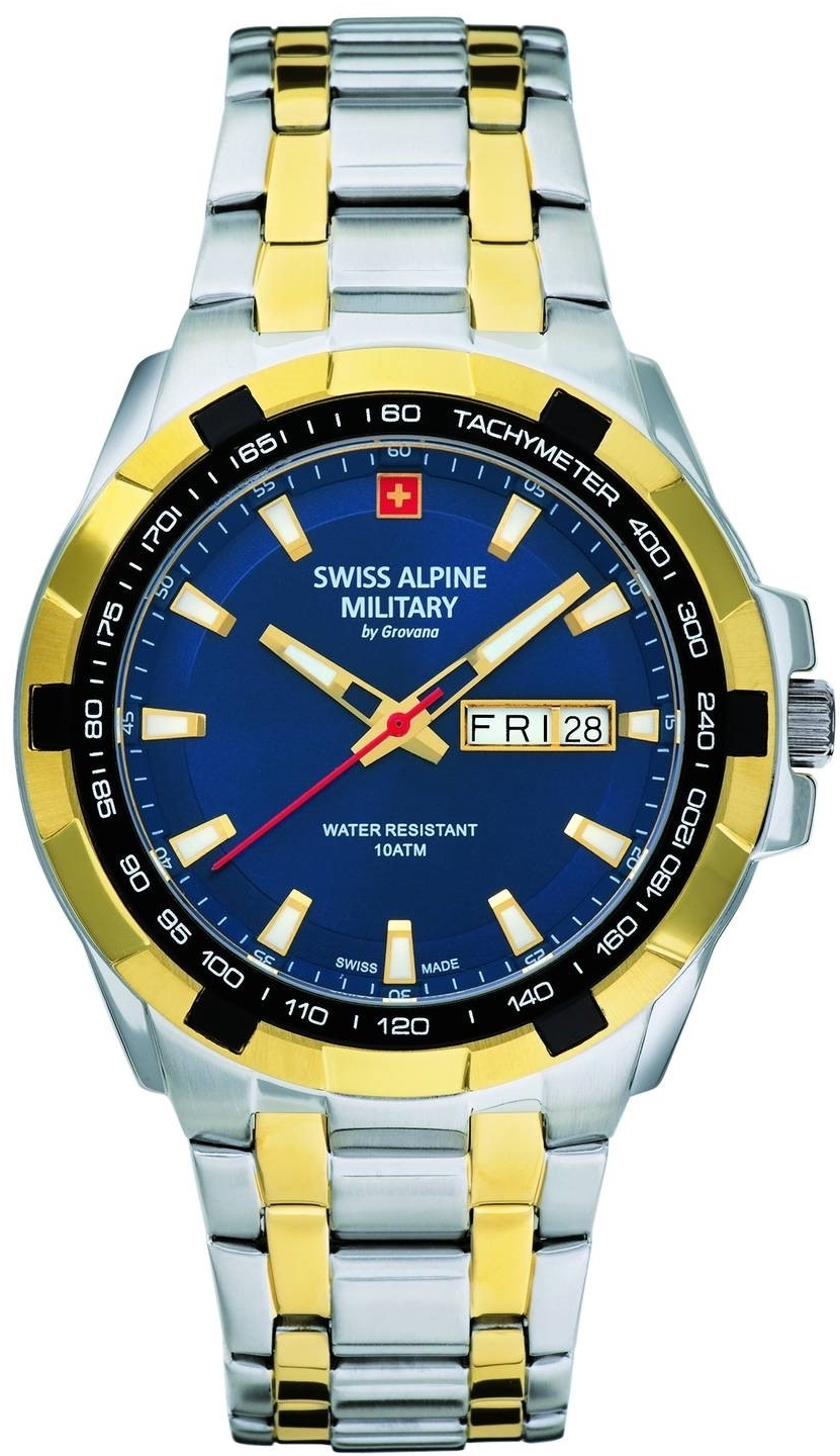 Swiss Alpine Military Herrklocka 7043.1145 Day-Date Blå/Guldtonat - Swiss Alpine Military