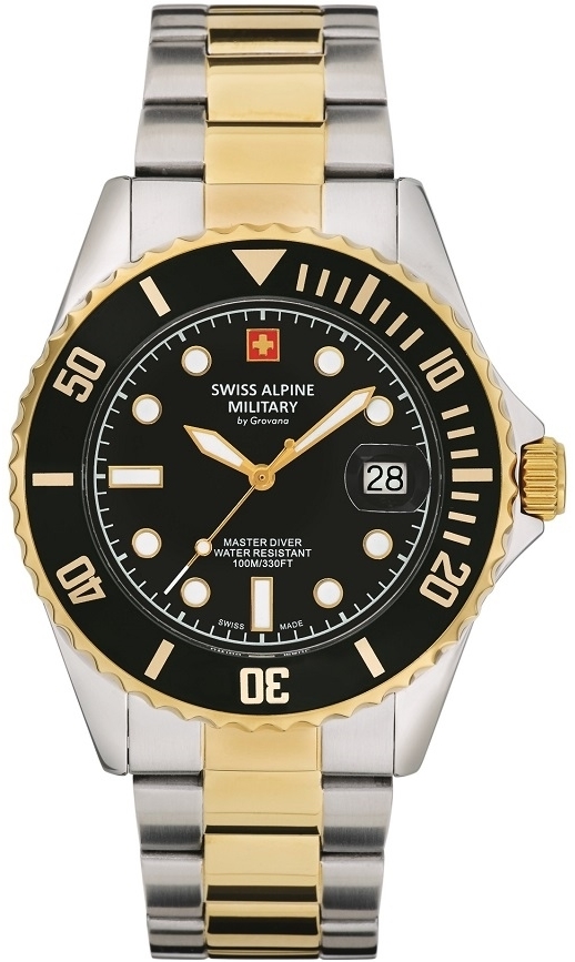 Swiss Alpine Military Herrklocka 7053.1147 Master Diver Svart/Stål - Swiss Alpine Military