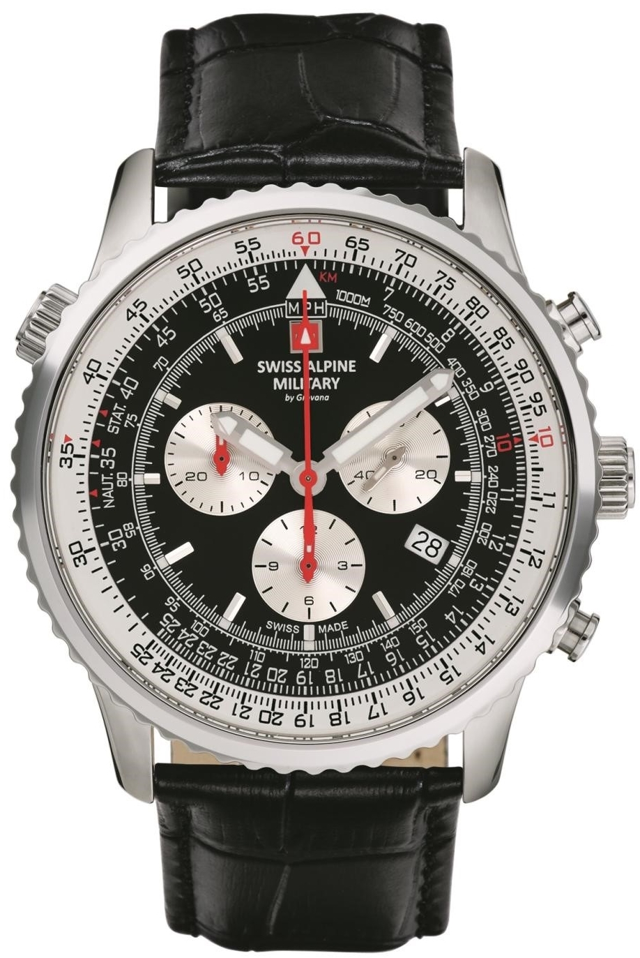 Swiss Alpine Military Herrklocka 7078.9537 Spirit Svart/Läder Ø45 mm - Swiss Alpine Military
